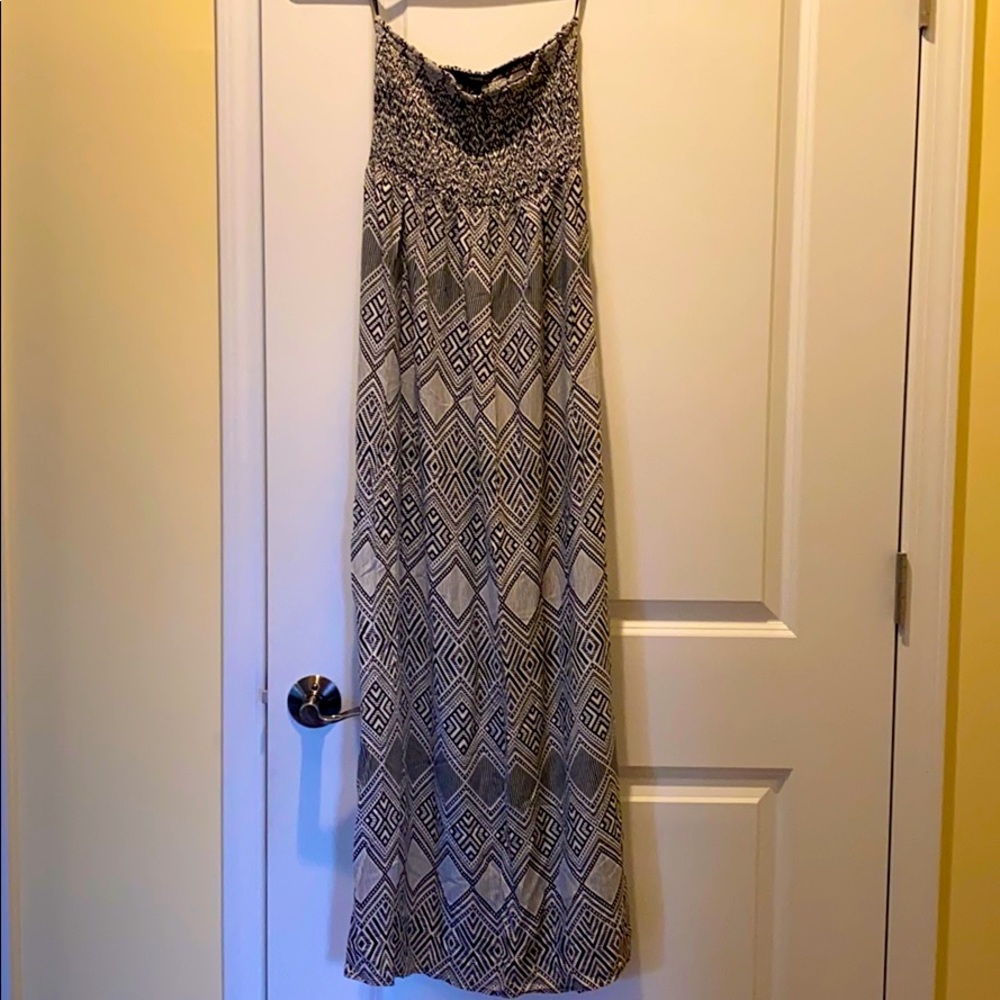 Black and White Pattern Strapless Maxi